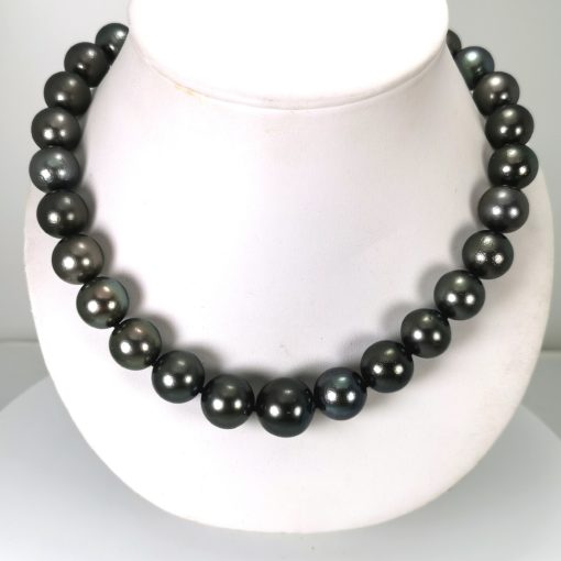 Huge Tahiti black pearls necklace 925S.