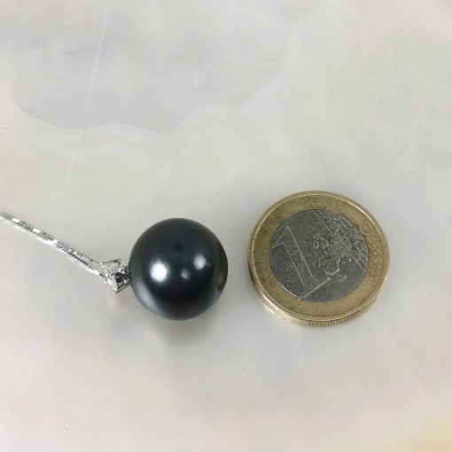Tahiti Zuchtperle Kette mit Diamanten 18K Gold