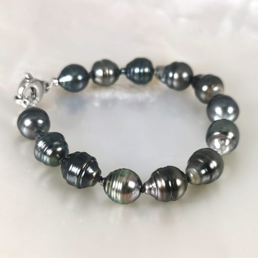 Bracciale perle nere di Tahiti barocche in argento 925