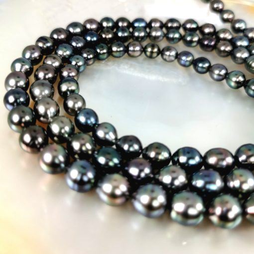 collier long de 120 cm perles noires de Tahiti BQ