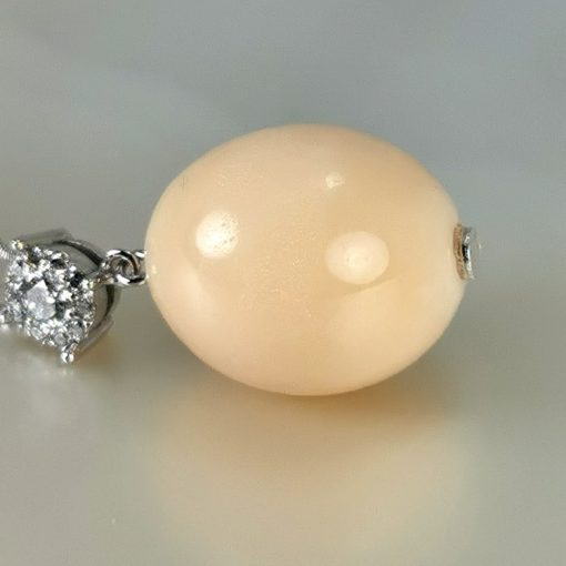 collana oro bianco 18k diamanti e perla naturale Cassis certificata GGTL