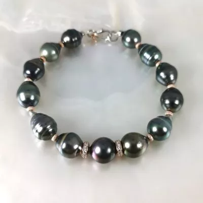 bracelet perles de Tahiti fermoir argent 925