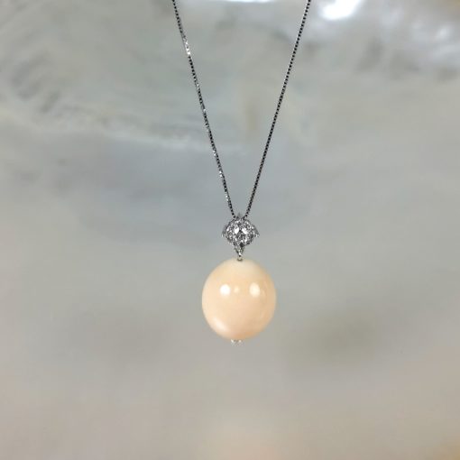 perle naturelle certifiée GGTL sur OG18K diamants