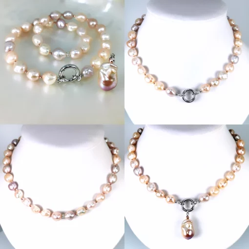 Magnifique collier de perles de culture baroques eau douce