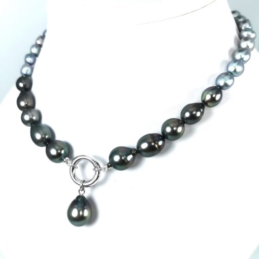 collana di perle di Tahiti et acqua dolce barocche in argento 925