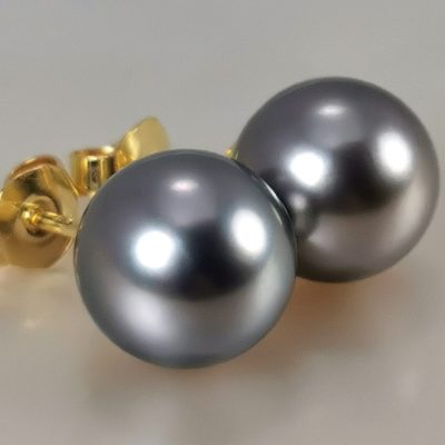Boucles d'oreilles OJ750 perles noires de Tahiti 9.5x10 mm