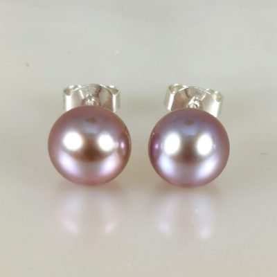 boucles oreilles Ag925 perles couleur naturelle pourpre rose