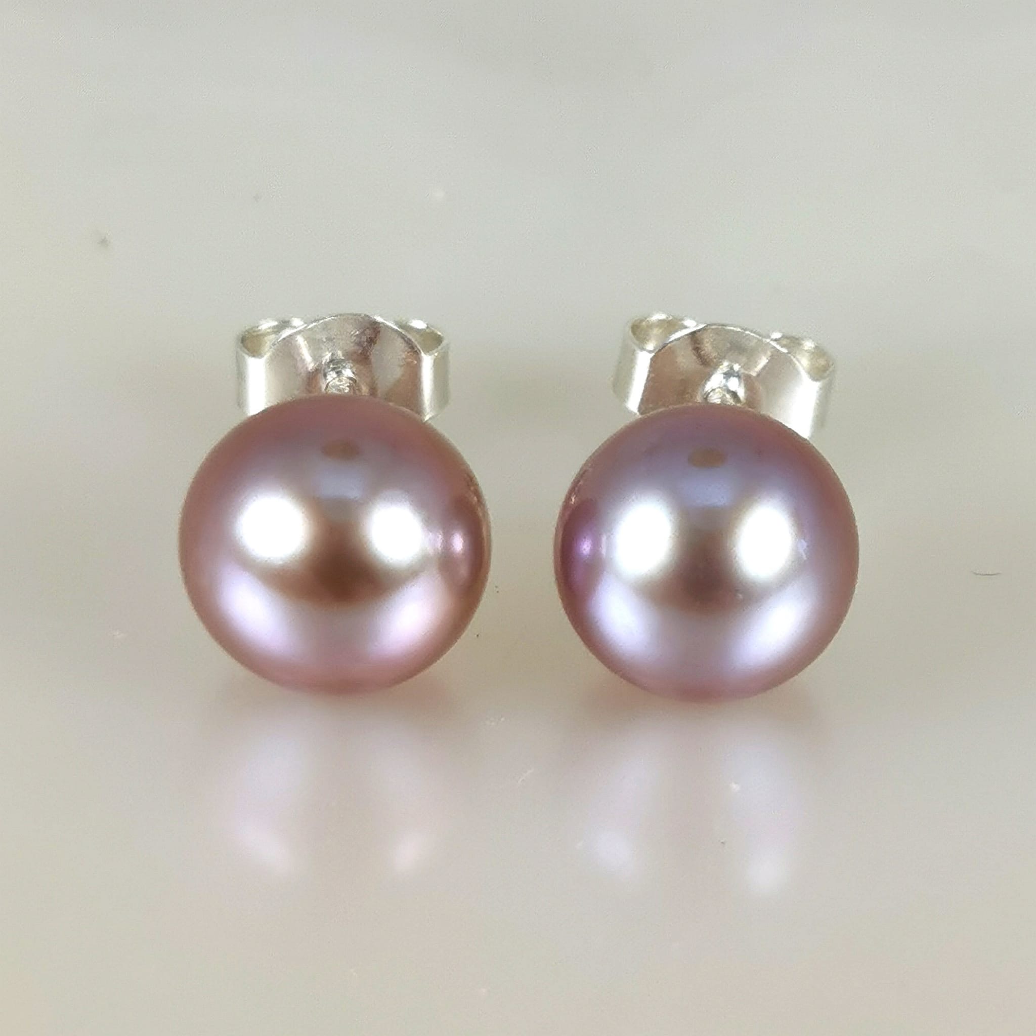 boucles oreilles Ag925 perles couleur naturelle pourpre rose