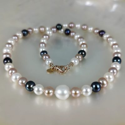 Rainbow Freshwater pearls necklace 925 Silver