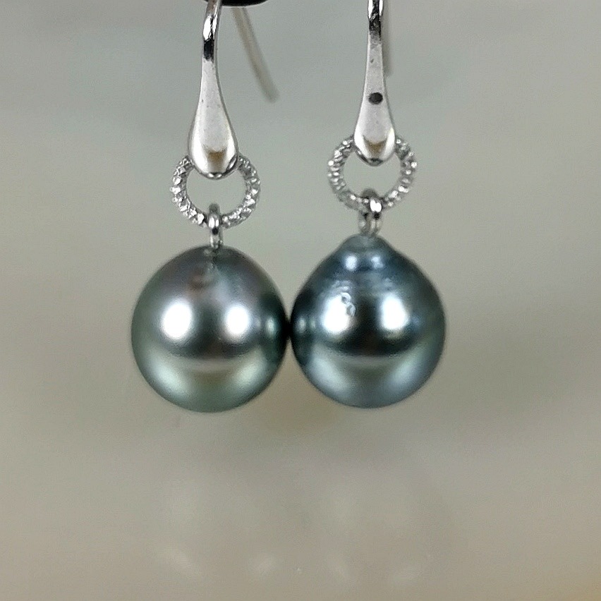 Orecchini argento 925 con perle di Tahiti goccia