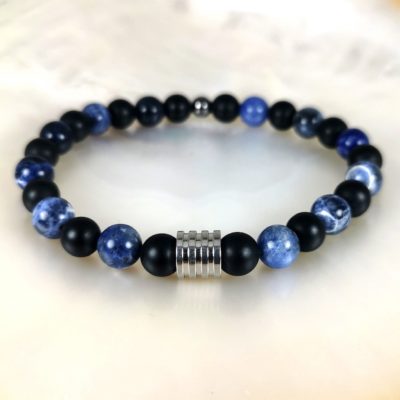 bracelet homme acier pierres naturelles