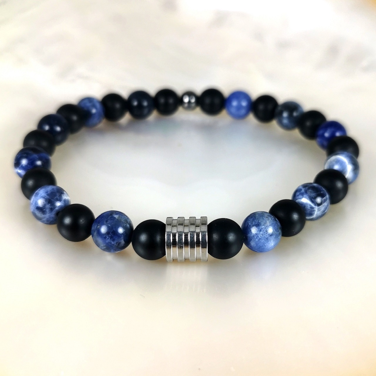 bracelet homme acier pierres naturelles