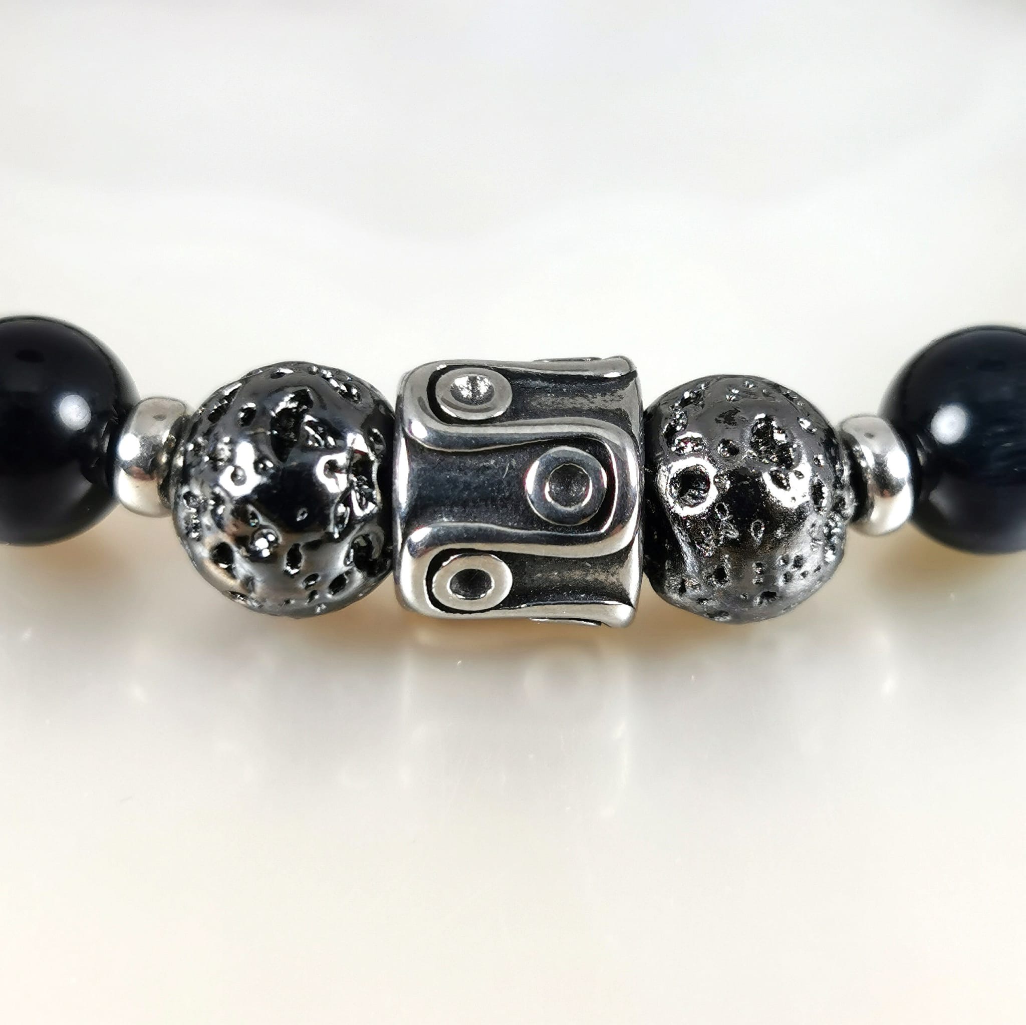 corail noir et lava bracelet Ag925 et acier