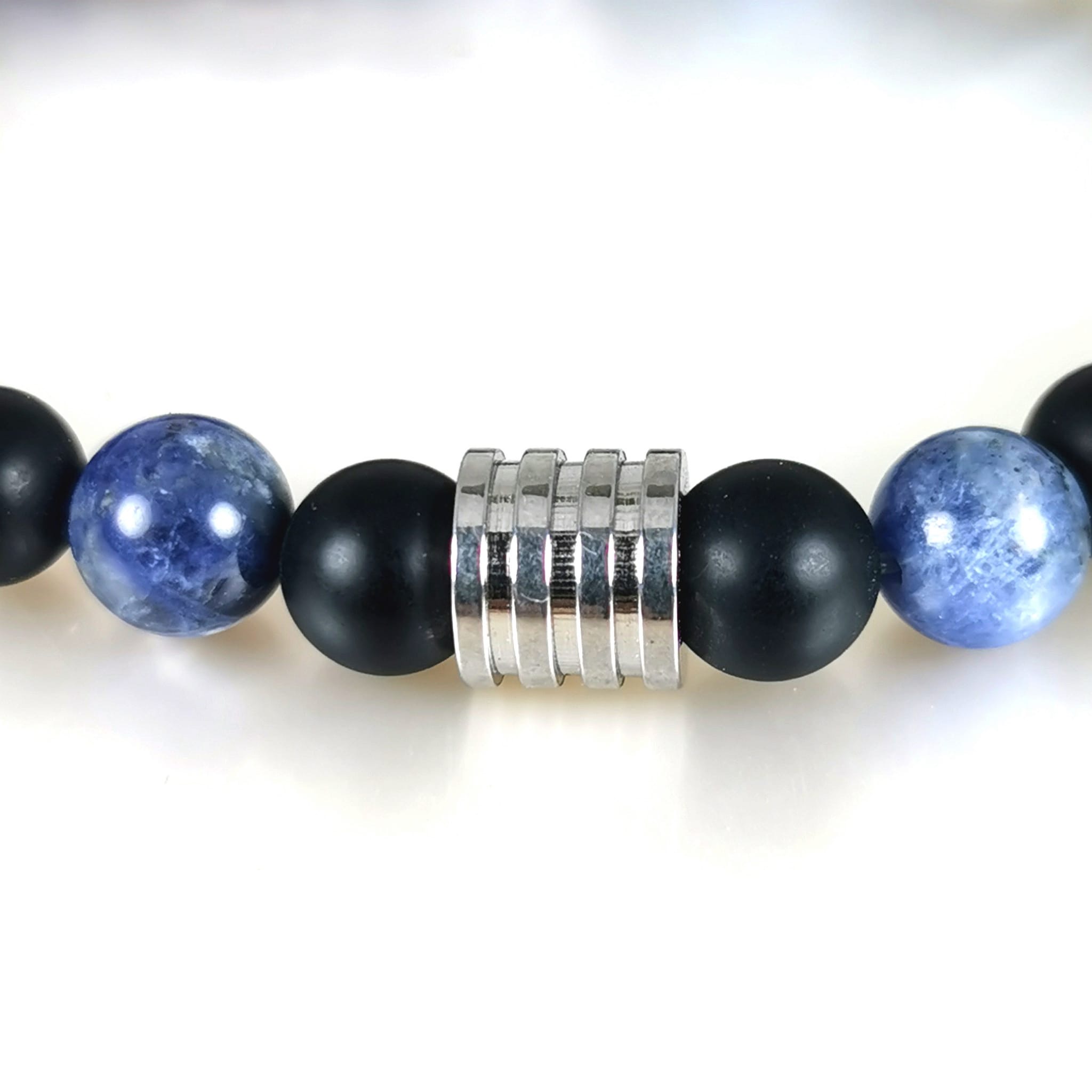 bracelet acier homme pierres naturelles